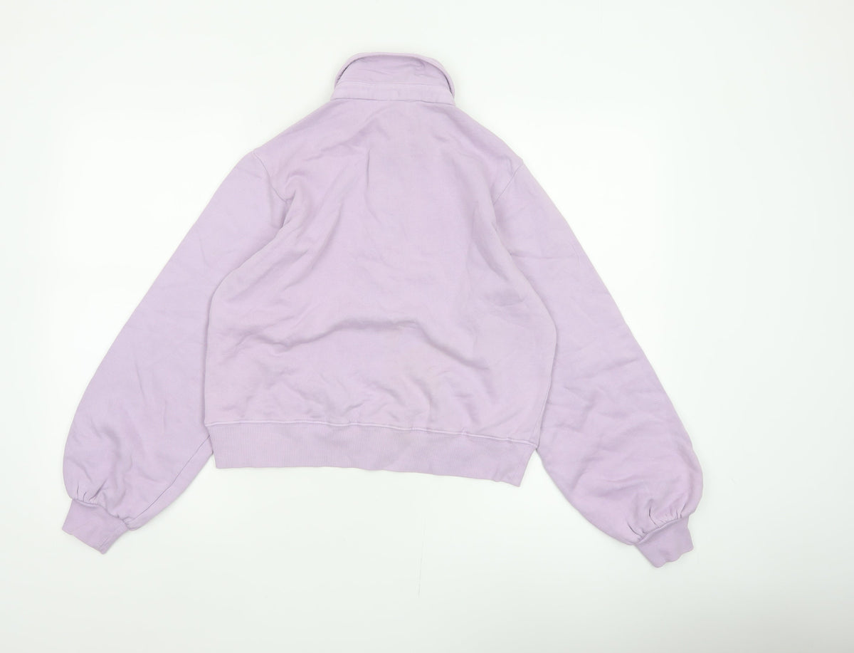Ro&Zo Women Purple XS Collared Cotton Fleece Polo Sweatshirt