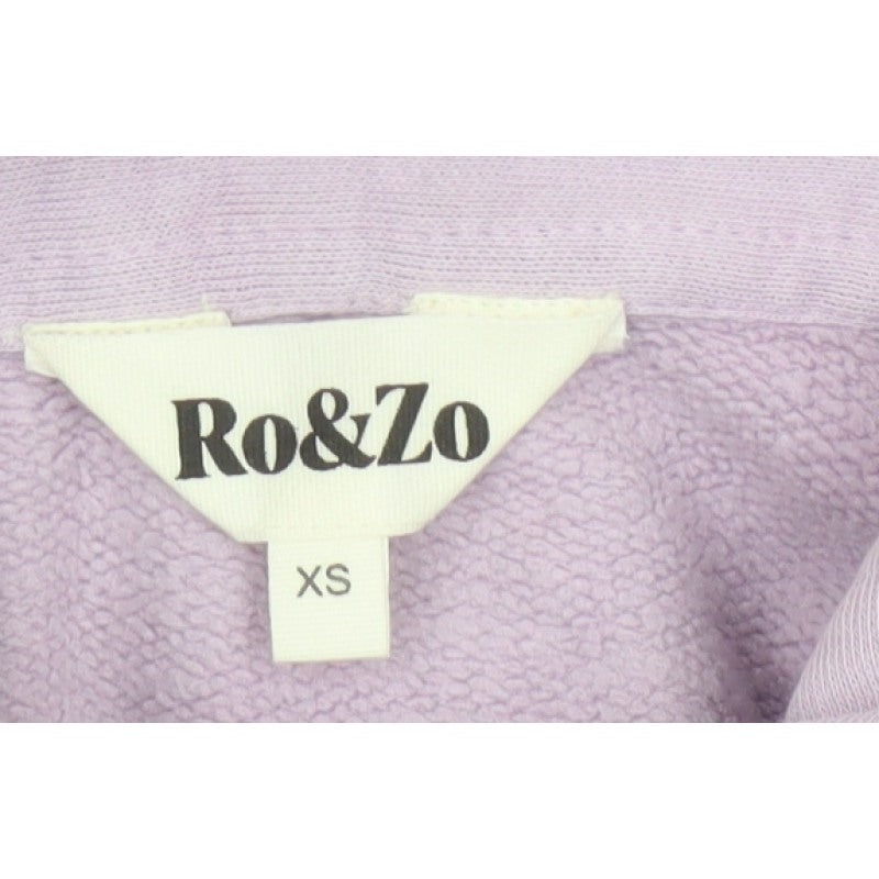 Ro&Zo Women Purple XS Collared Cotton Fleece Polo Sweatshirt