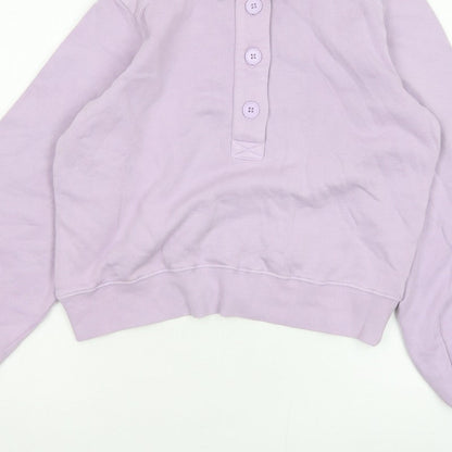 Ro&Zo Women Purple XS Collared Cotton Fleece Polo Sweatshirt