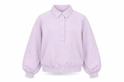 Ro&Zo Women Purple XS Collared Cotton Fleece Polo Sweatshirt
