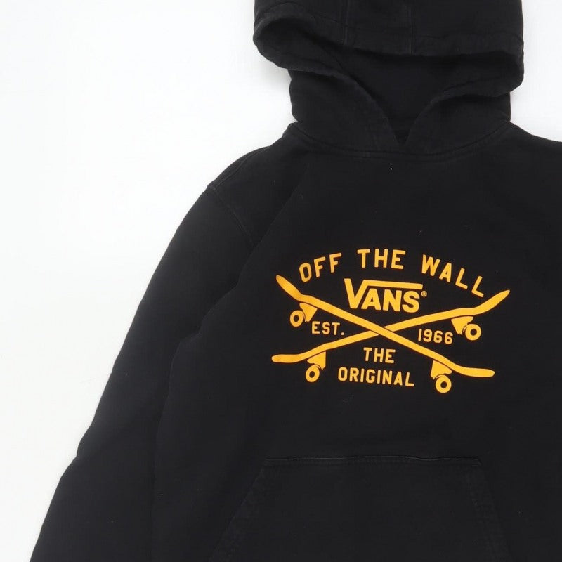 Vans Boys Black Large Hooded Pullover Jacket Skate Logo Cotton Blend