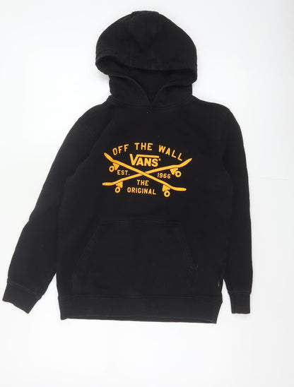Vans Boys Black Large Hooded Pullover Jacket Skate Logo Cotton Blend