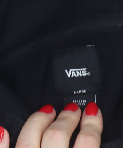 Vans Boys Black Large Hooded Pullover Jacket Skate Logo Cotton Blend