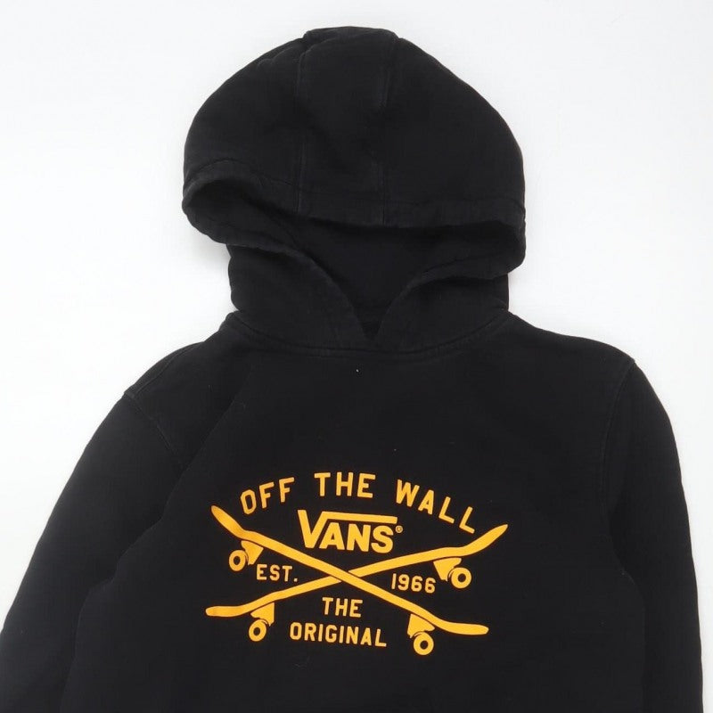 Vans Boys Black Large Hooded Pullover Jacket Skate Logo Cotton Blend