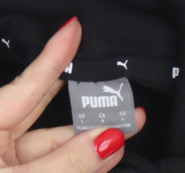 Puma Women Black L Pullover Hoodie Logo Graphic Kangaroo Pocket