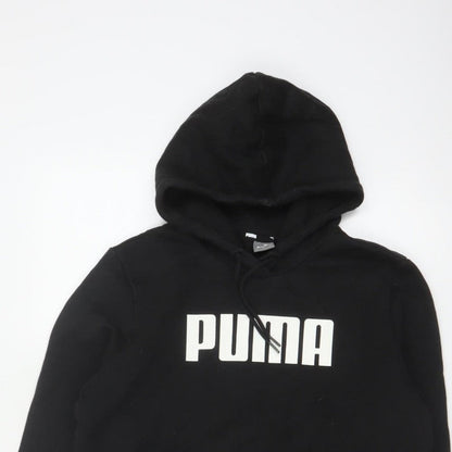 Puma Women Black L Pullover Hoodie Logo Graphic Kangaroo Pocket