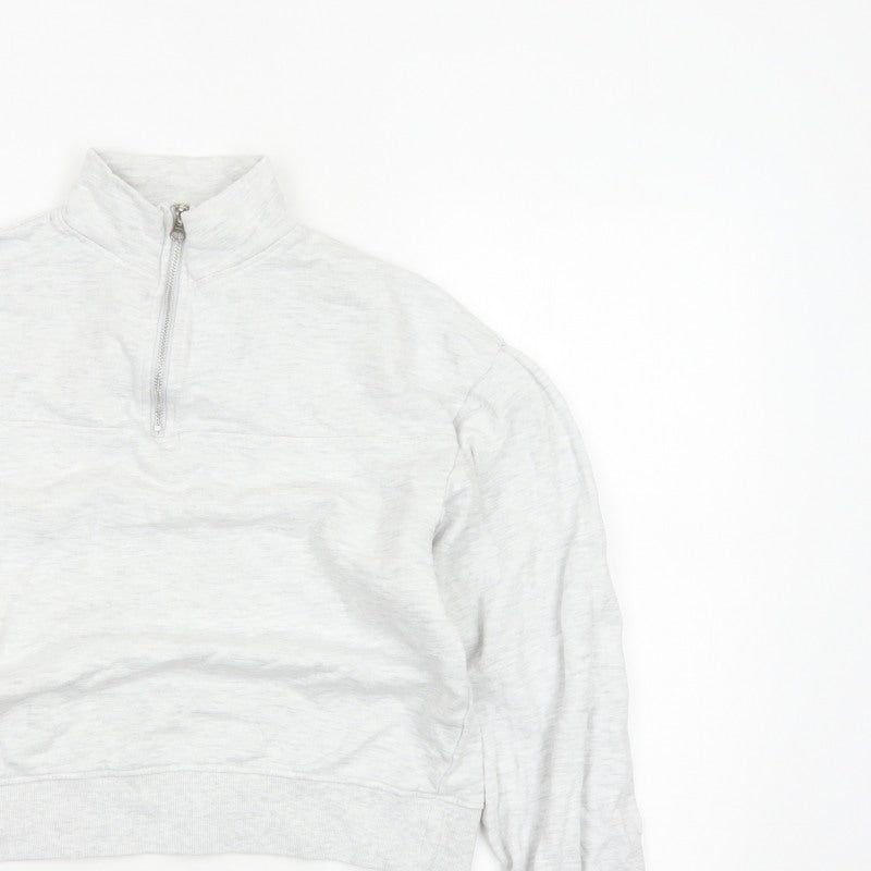 ASOS DESIGN Women’s Grey UK 4 Quarter Zip High Neck Sweatshirt