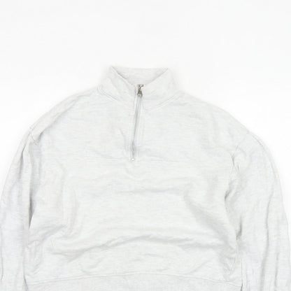 ASOS DESIGN Women’s Grey UK 4 Quarter Zip High Neck Sweatshirt