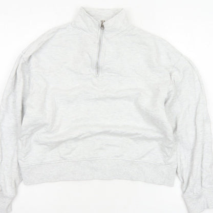 ASOS DESIGN Women’s Grey UK 4 Quarter Zip High Neck Sweatshirt