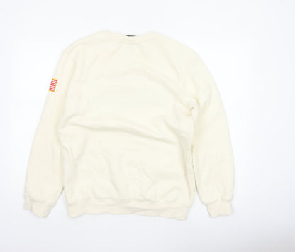 H&M Men Ivory S NASA USA Space Logo Graphic Pullover Sweatshirt