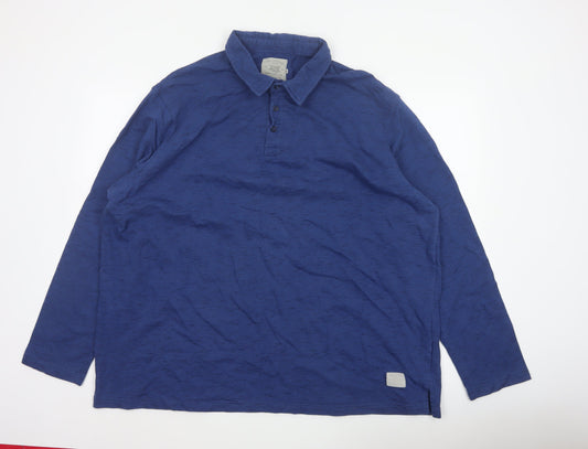 Back view of Paul Harbour Men's Blue XL Long Sleeve Cotton Blend Polo Shirt