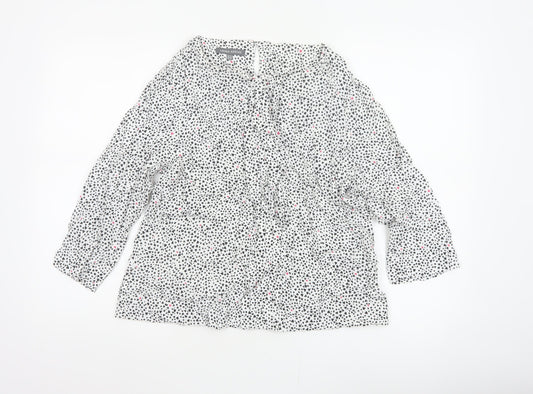 Laura Ashley Women Multicoloured UK 14 Heart Print Tie Neck Blouse