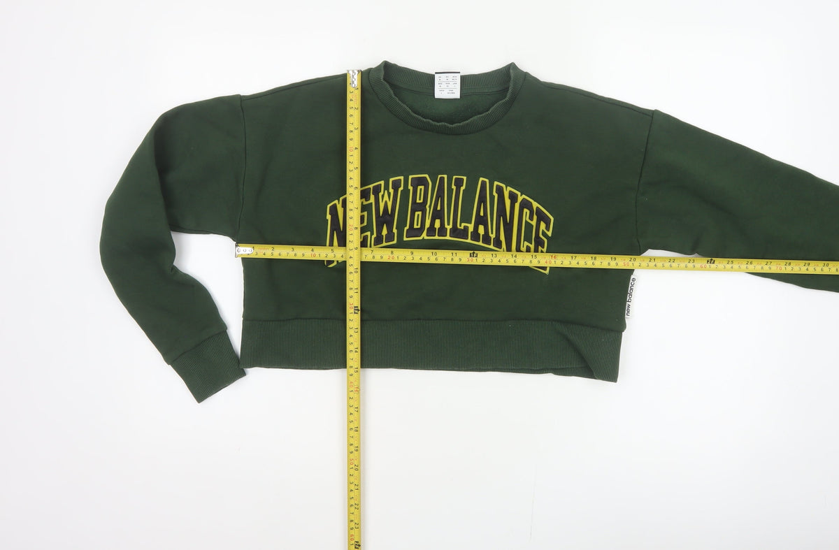 New Balance Women’s Green Logo Crop Pullover Sweatshirt Size M