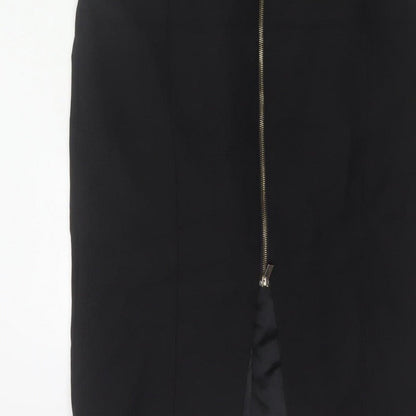 Karen Millen Women Black UK 14 Pencil Knee Length Zip Dress