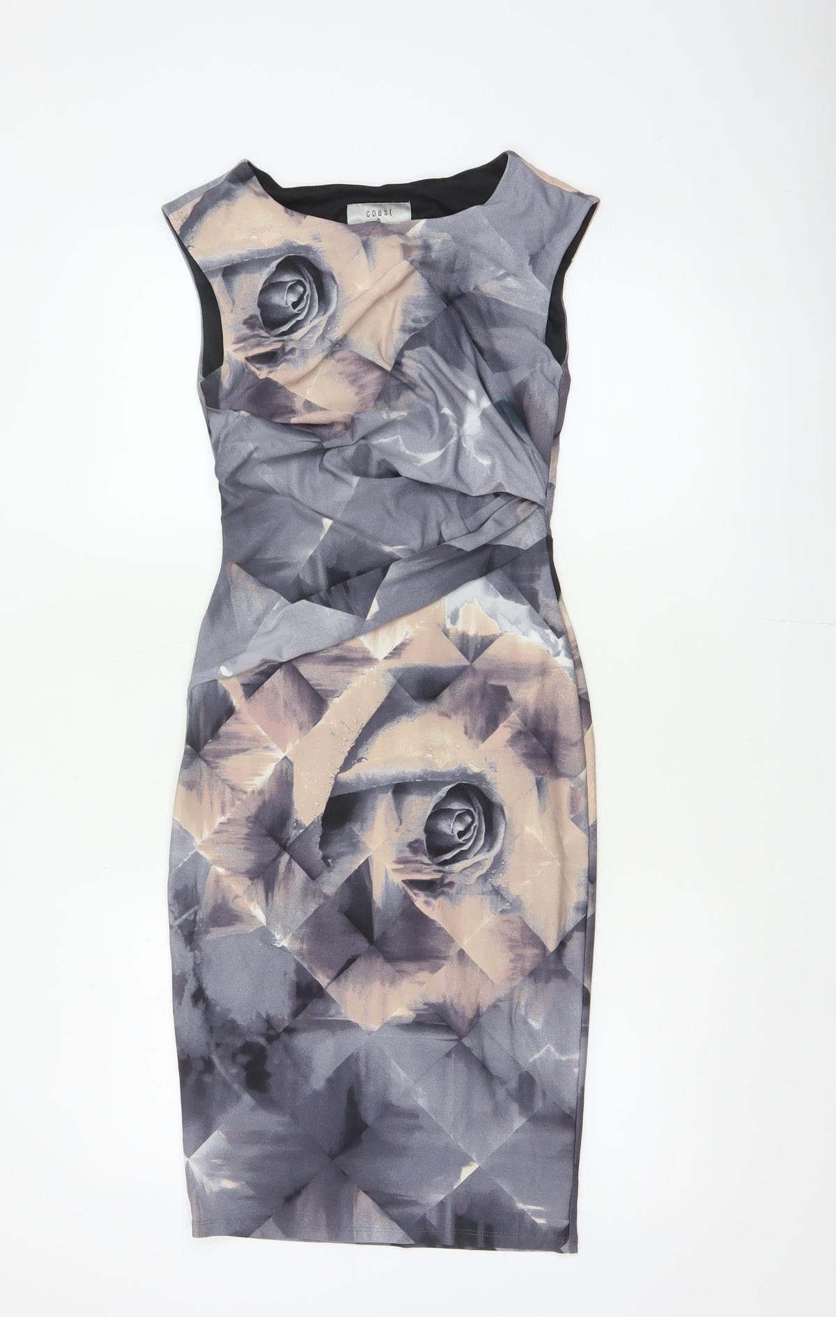 Coast Women Grey Floral Cap Sleeve Pencil Dress UK 6