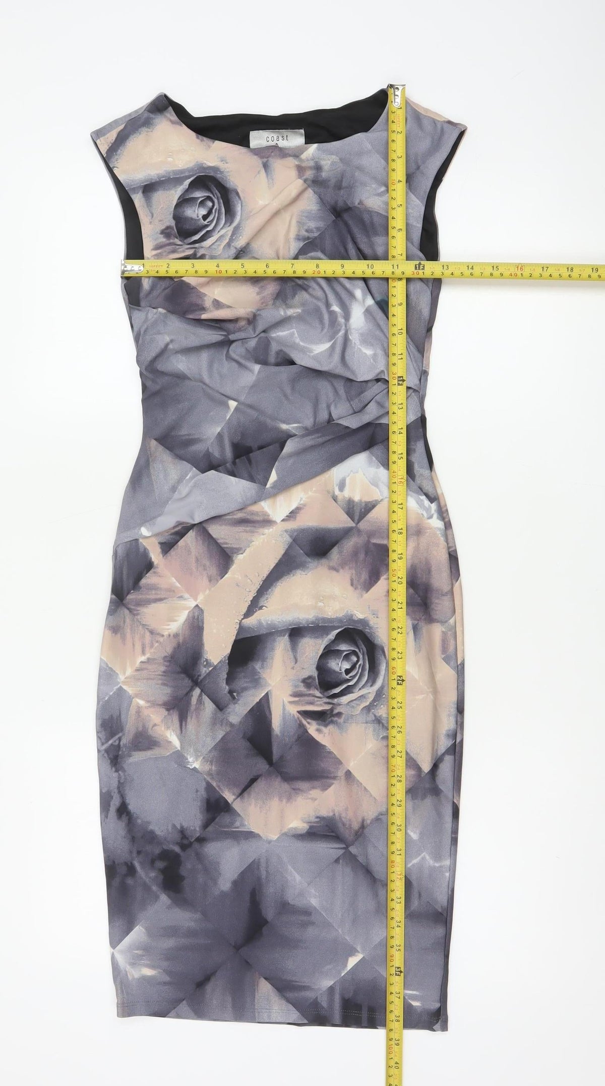 Coast Women Grey Floral Cap Sleeve Pencil Dress UK 6