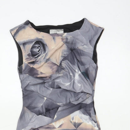 Coast Women Grey Floral Cap Sleeve Pencil Dress UK 6