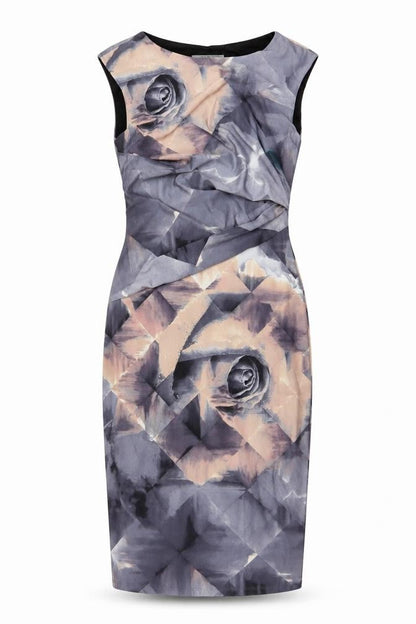 Coast Women Grey Floral Cap Sleeve Pencil Dress UK 6
