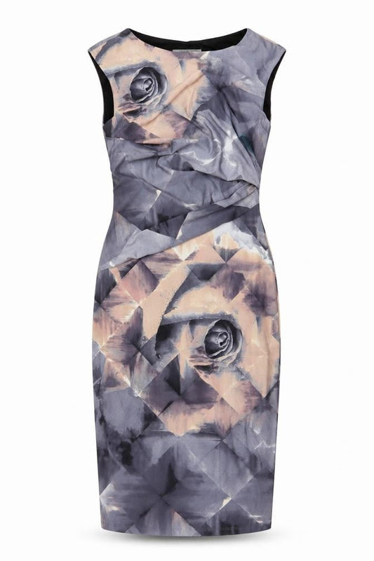 Coast Women Grey Floral Cap Sleeve Pencil Dress UK 6