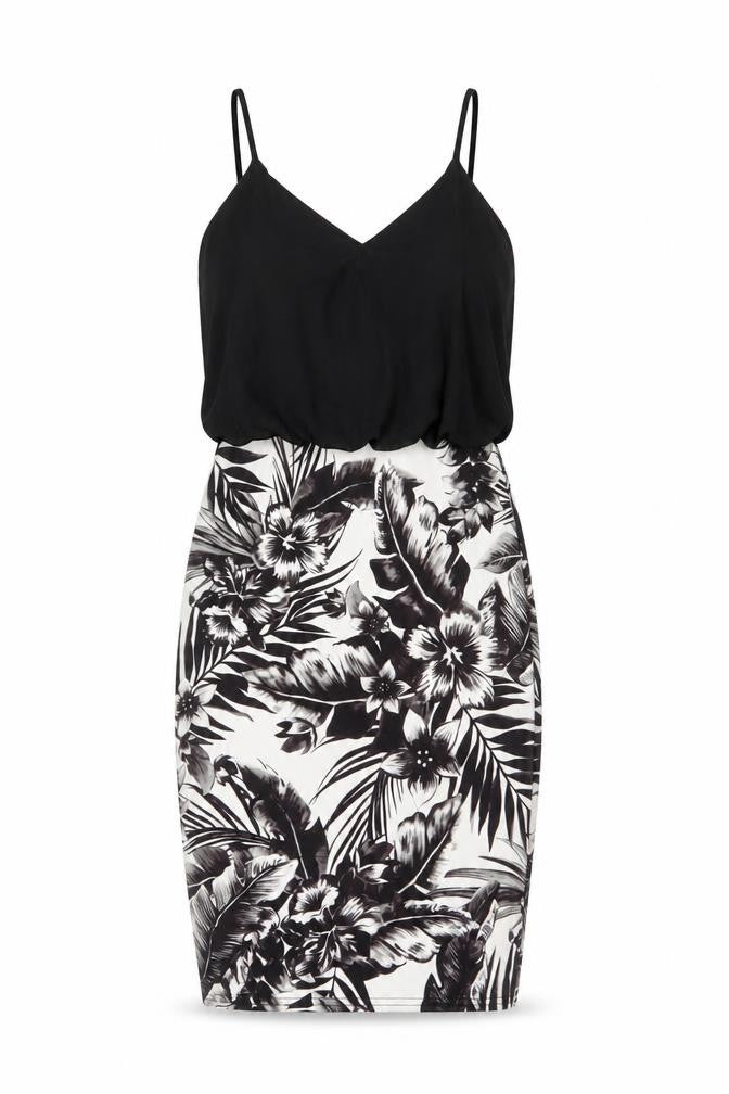 Quiz Women Black Floral Bodycon Strappy Short Dress UK 8