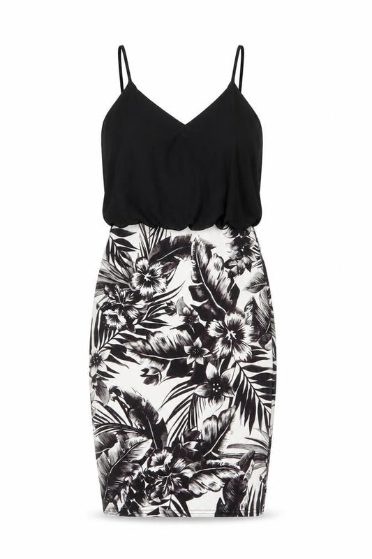 Quiz Women Black Floral Bodycon Strappy Short Dress UK 8