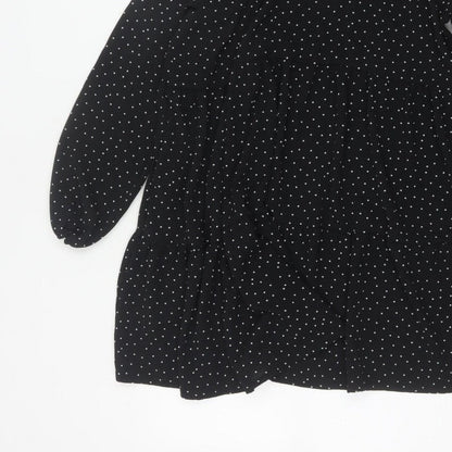 Monki Women Black Polka Dot High Neck Skater Dress UK 14