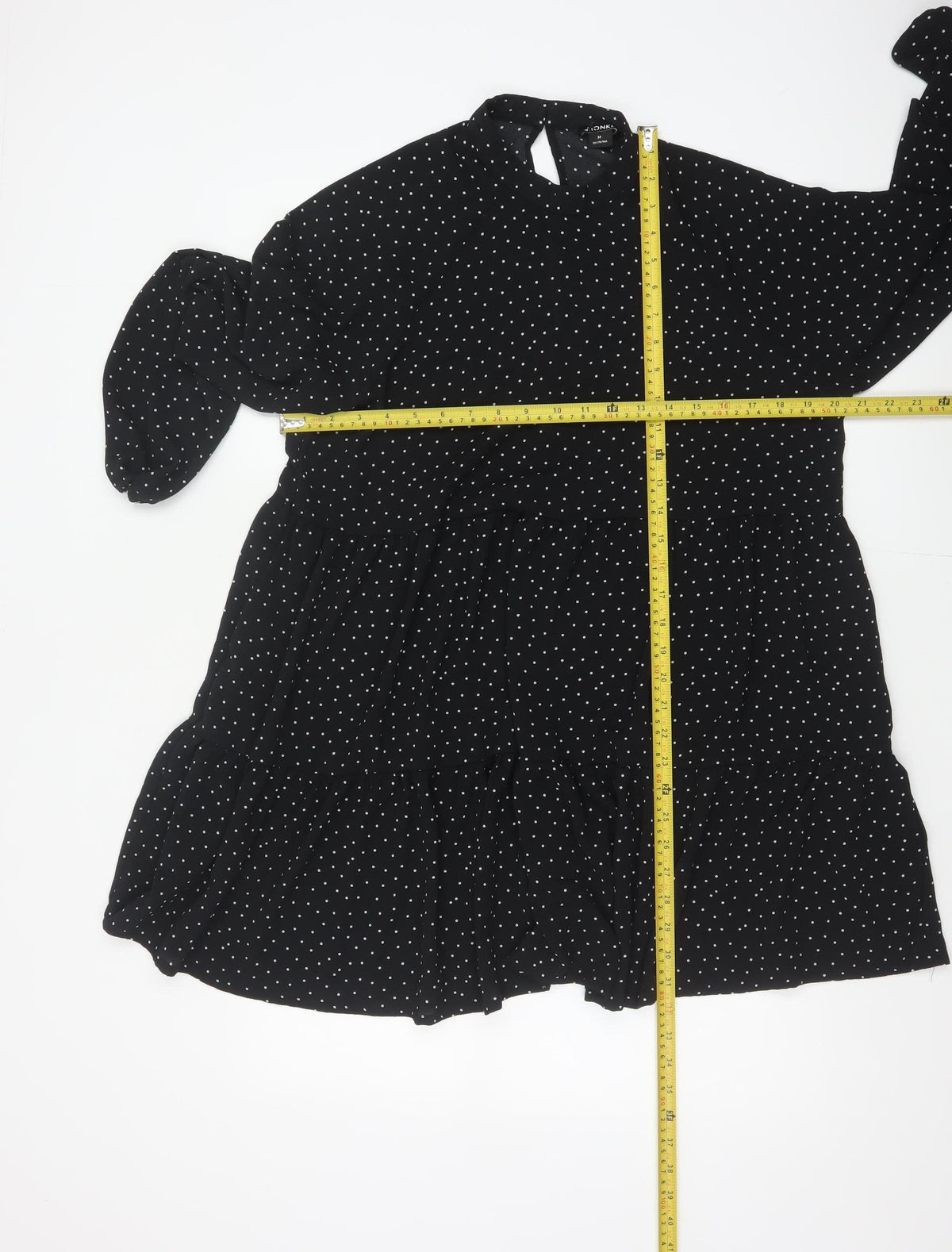Monki Women Black Polka Dot High Neck Skater Dress UK 14