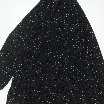 Monki Women Black Polka Dot High Neck Skater Dress UK 14