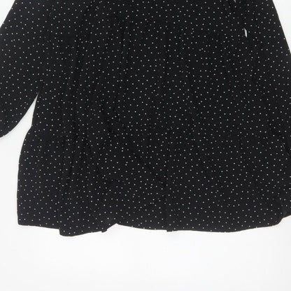 Monki Women Black Polka Dot High Neck Skater Dress UK 14