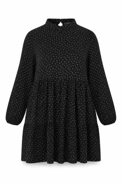 Monki Women Black Polka Dot High Neck Skater Dress UK 14