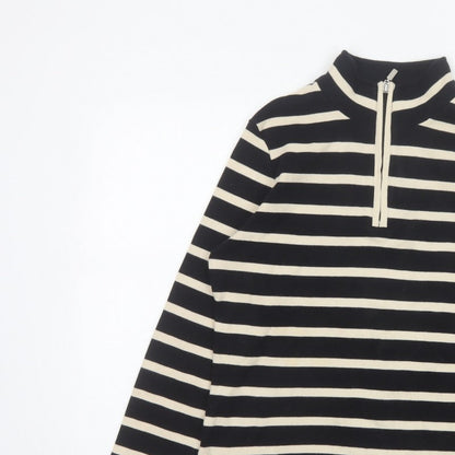 Maine New England Women’s Black Stripe 1/2 Zip Sweatshirt UK 12