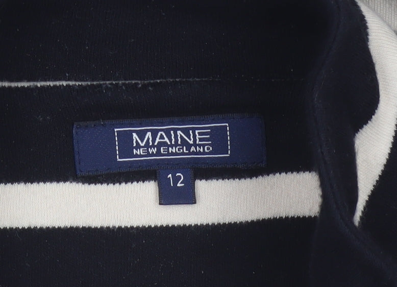 Maine New England Women’s Black Stripe 1/2 Zip Sweatshirt UK 12