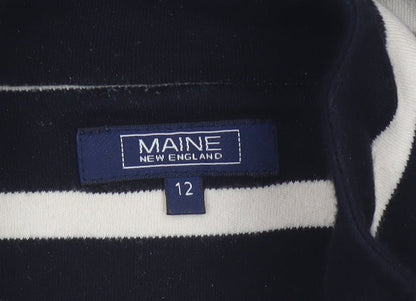 Maine New England Women’s Black Stripe 1/2 Zip Sweatshirt UK 12