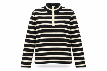 Maine New England Women’s Black Stripe 1/2 Zip Sweatshirt UK 12