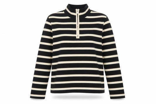 Maine New England Women’s Black Stripe 1/2 Zip Sweatshirt UK 12