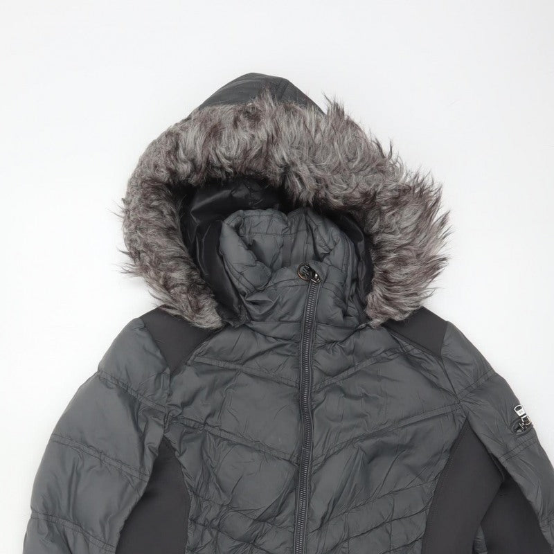 Michael Kors Women Black S Fur Trim Hooded Quilted Puffer Jacket