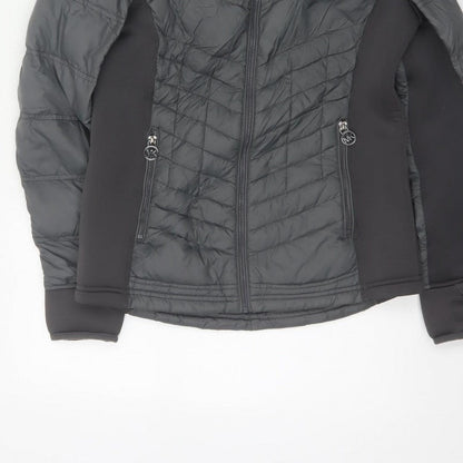 Michael Kors Women Black S Fur Trim Hooded Quilted Puffer Jacket