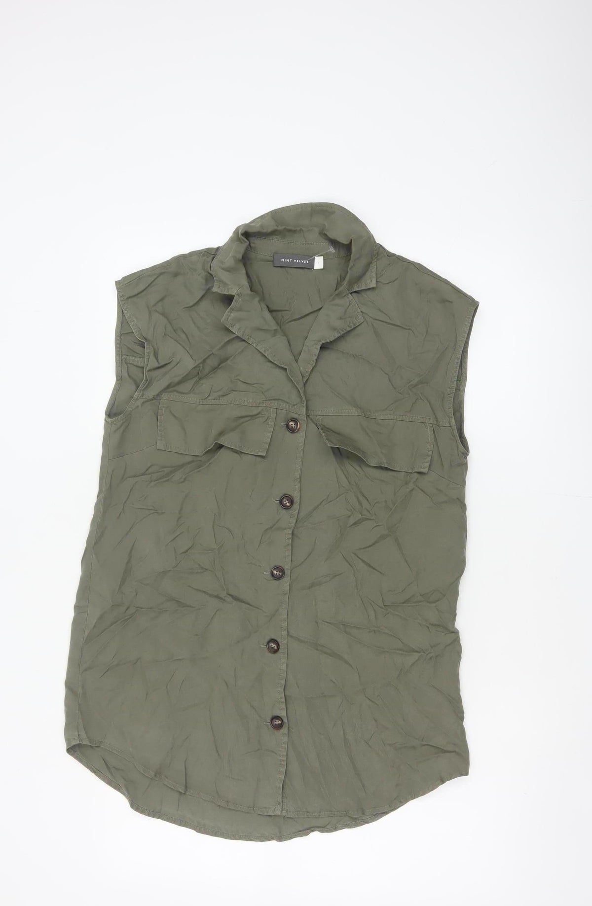 Mint Velvet Women Green S Sleeveless Lyocell Utility Tunic Shirt
