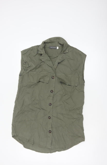 Mint Velvet Women Green S Sleeveless Lyocell Utility Tunic Shirt