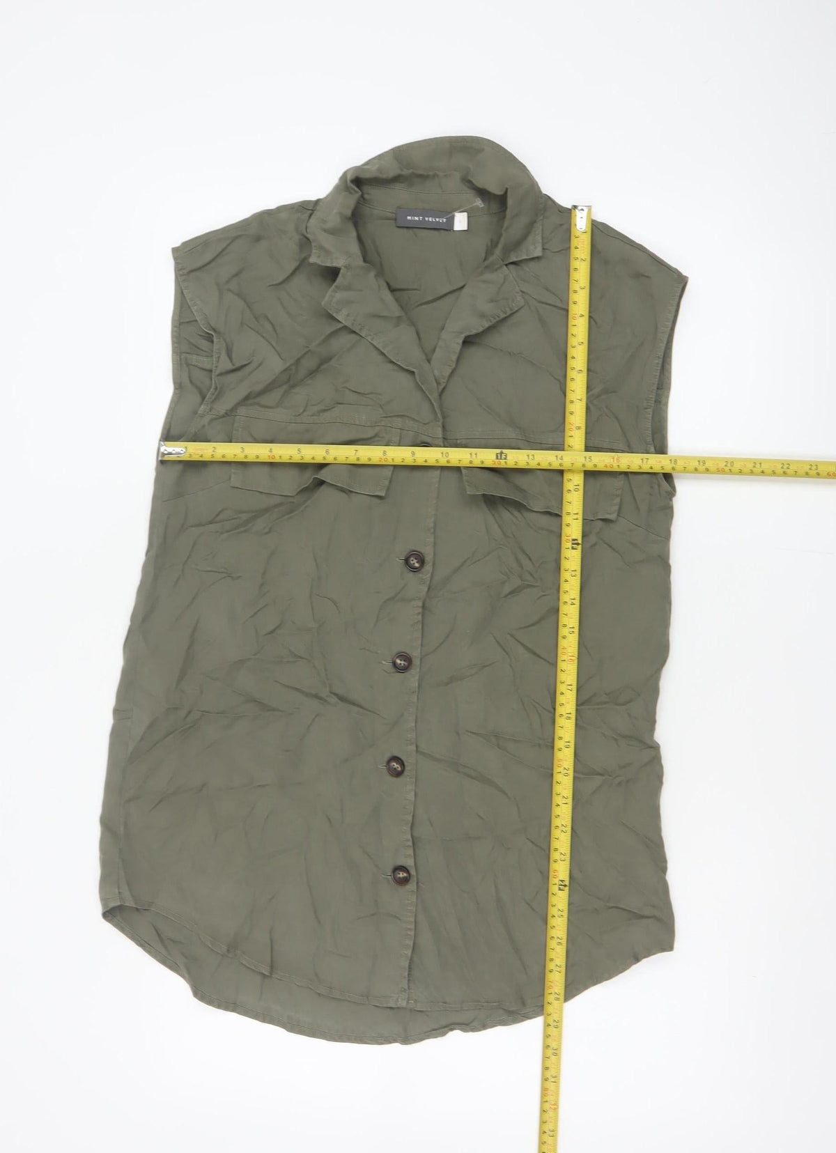 Mint Velvet Women Green S Sleeveless Lyocell Utility Tunic Shirt