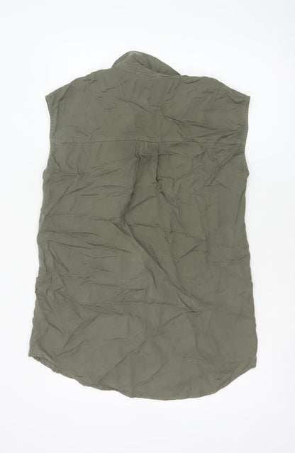 Mint Velvet Women Green S Sleeveless Lyocell Utility Tunic Shirt
