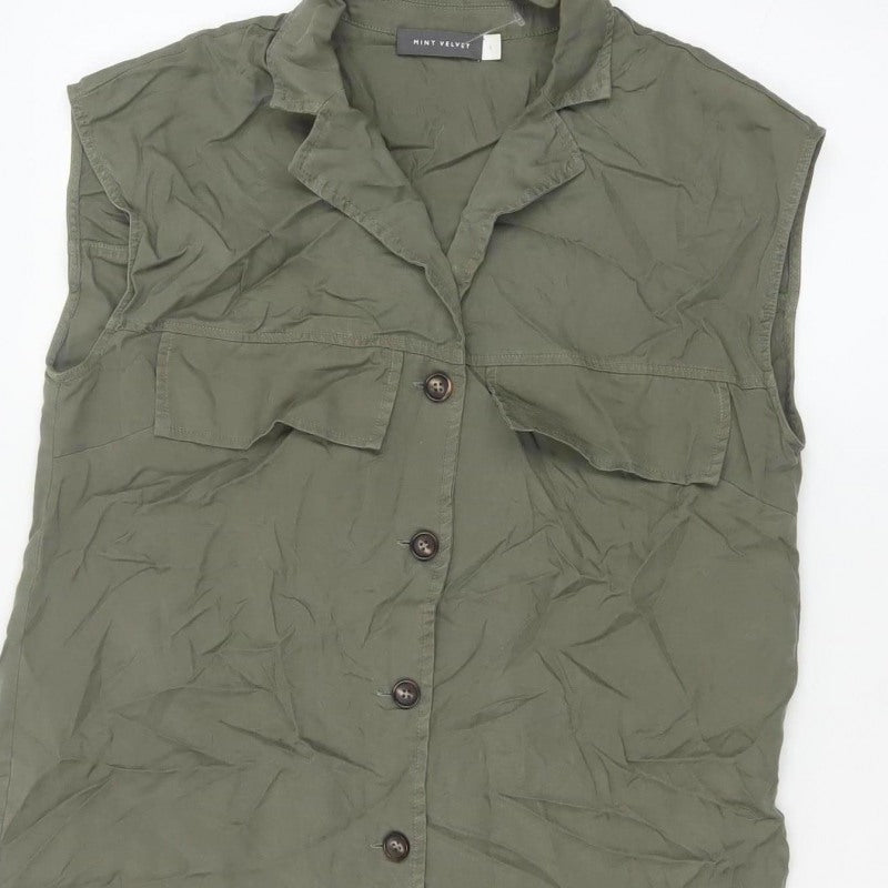 Mint Velvet Women Green S Sleeveless Lyocell Utility Tunic Shirt