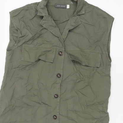 Mint Velvet Women Green S Sleeveless Lyocell Utility Tunic Shirt