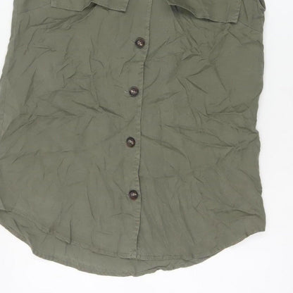 Mint Velvet Women Green S Sleeveless Lyocell Utility Tunic Shirt