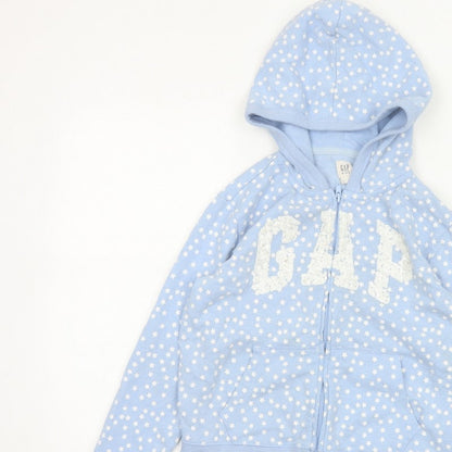 Gap Girls Blue Star Sequin Logo Full Zip Hoodie L 10-11 Years
