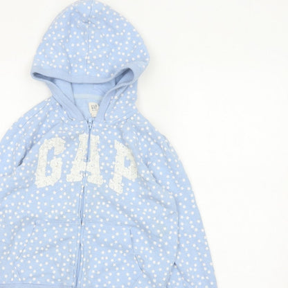 Gap Girls Blue Star Sequin Logo Full Zip Hoodie L 10-11 Years