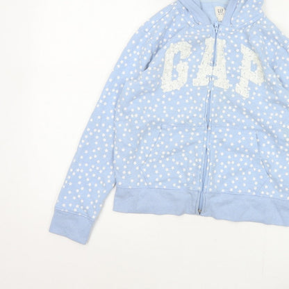 Gap Girls Blue Star Sequin Logo Full Zip Hoodie L 10-11 Years