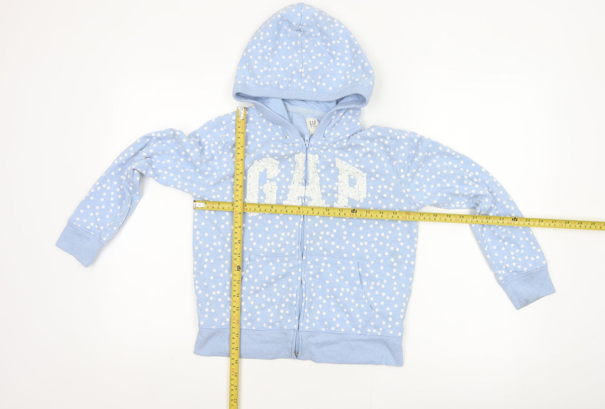 Gap Girls Blue Star Sequin Logo Full Zip Hoodie L 10-11 Years