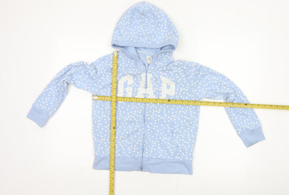 Gap Girls Blue Star Sequin Logo Full Zip Hoodie L 10-11 Years