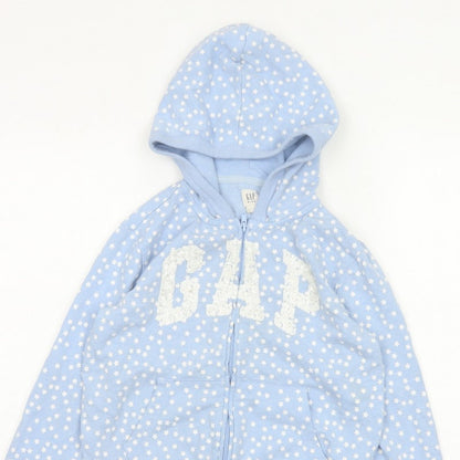 Gap Girls Blue Star Sequin Logo Full Zip Hoodie L 10-11 Years